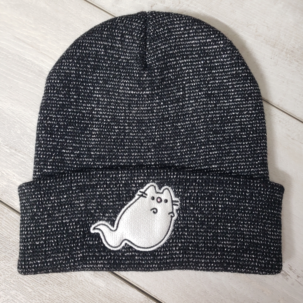 Pusheen Box Ghost Cat Beanie Black Sparkle Knit Halloween Unisex